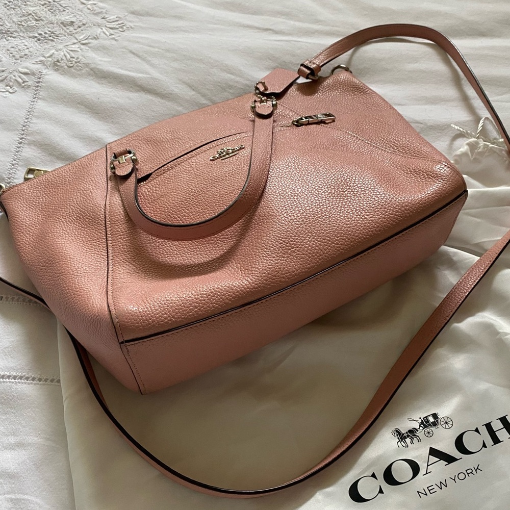 Coach Pink Textured Leather Shoulder Bag
